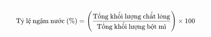 công thức tỷ lệ nước của khối bột